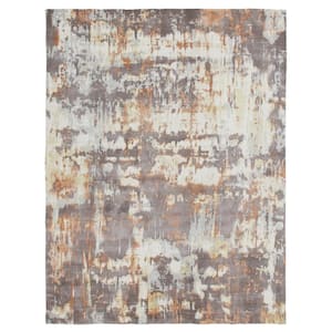Caryll Del Brown/Copper 5 ft. 9 in. x 8 ft. 9 in. Hand-Woven Abstract Wool-Blend Area Rug