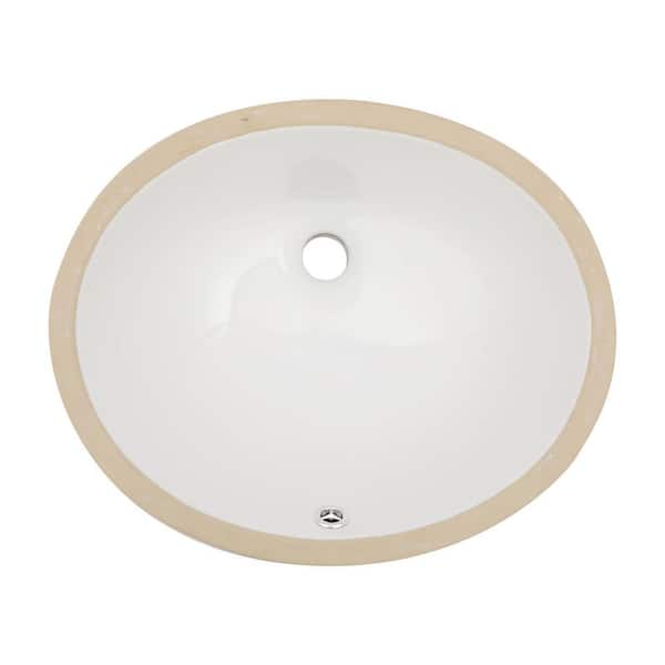 Unbranded 18 in. x 15 in. Undermount Oval Bathroom Sink with Overflow in White Ceramic
