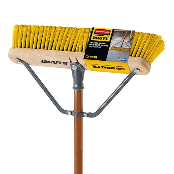 BRUTE 18 in. Multi-Surface Push Broom with Wood Handle