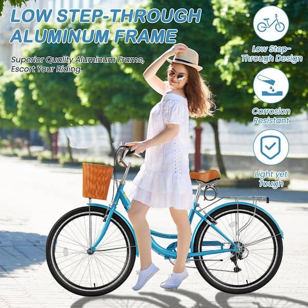 BOZTIY Beach Cruiser Bike for Adult 2-Wheel 26 in. 7 Speed Commute BOZTIY Beach Cruiser Bike for Adult 2-Wheel 26 in. 7 Speed Commute