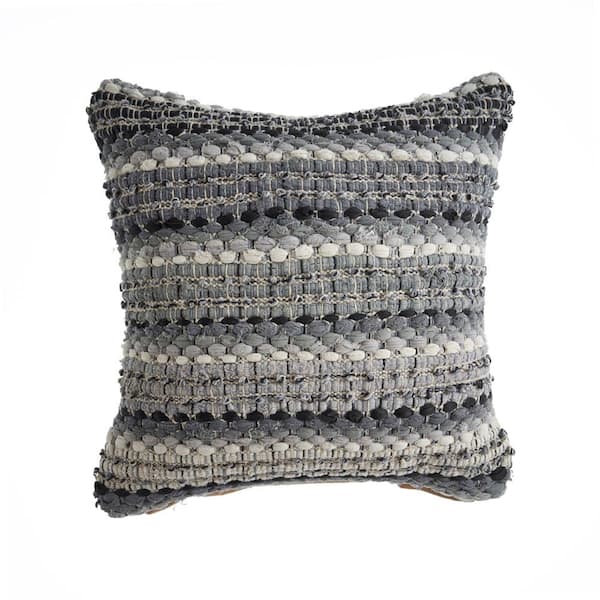 Unbranded Nia Black and Grey Stripes Hypoallergenic Polyester 18 in. x 18 in. Indoor Throw Pillow