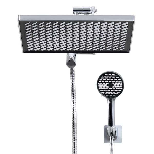 Rainfall Shower Head Combo 6-Spray 12 in. Wall Mount Dual Shower Heads and Handheld Shower Head with 2.5 GPM in Chrome
