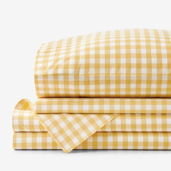 The Company Store Company Cotton Gingham Yarn-Dyed Yellow Cotton Percale King Sheet Set