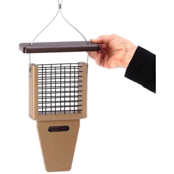 Taupe and Brown Recycled Plastic Hanging Suet Bird Feeder