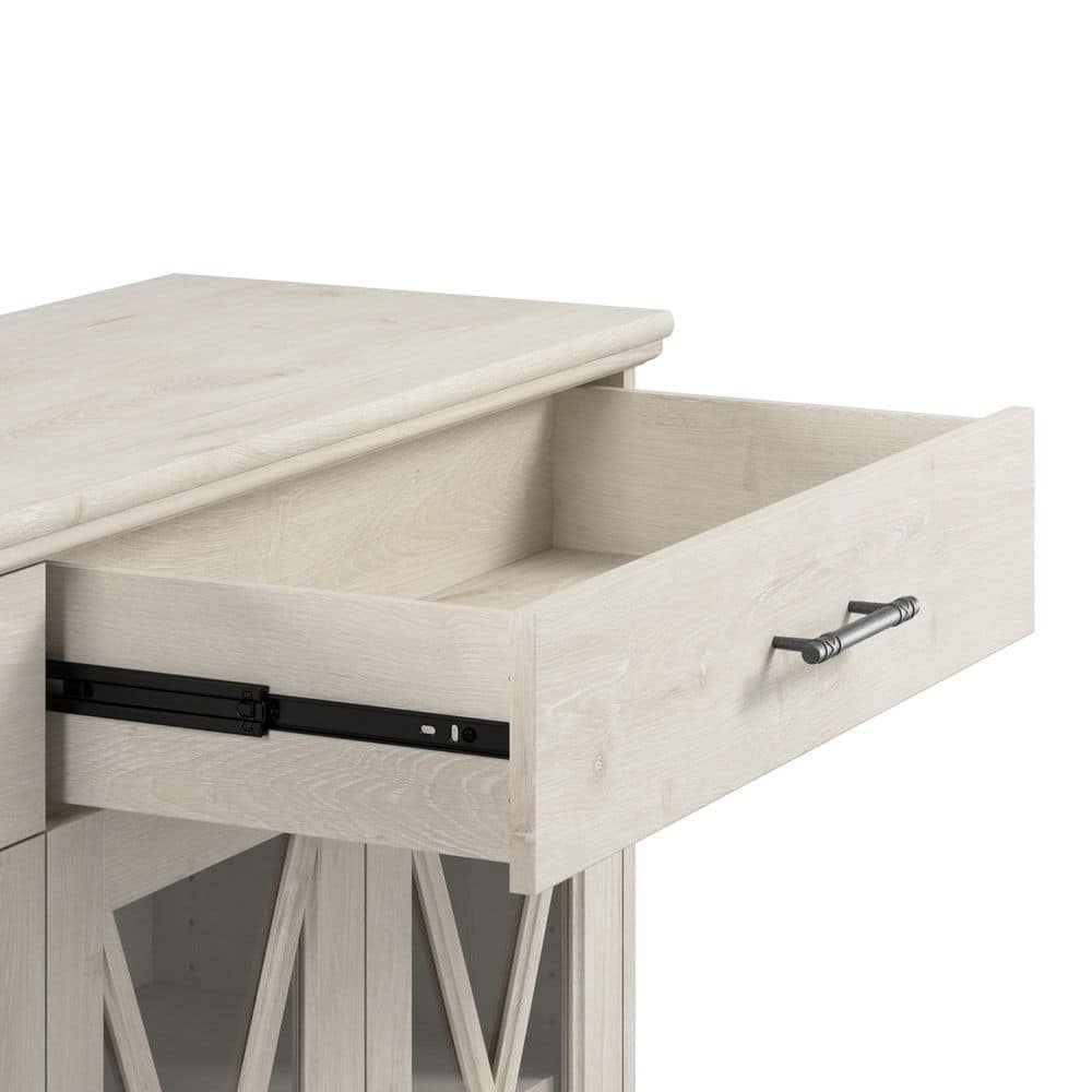Lennox 46'' Linen White Oak Farmhouse Buffet Cabinet with Glass Doors