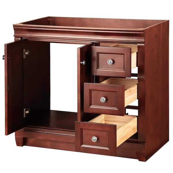 Naples 36 in. W Bath Vanity Cabinet Only in Tobacco with Right Hand Drawers