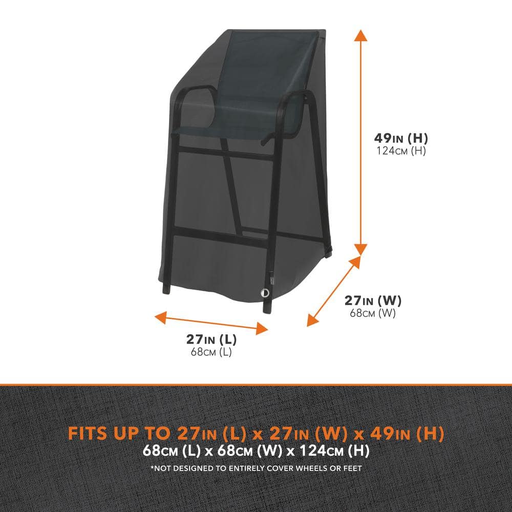Black Waterproof Stackable High Back Patio Chair Covers, 27" x 27" x 49", 2-Pack