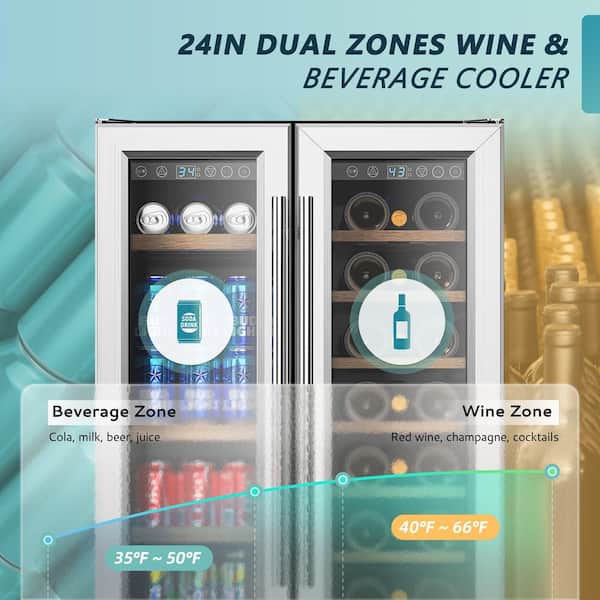 SIMZLIFE 24 in. Dual Zone 21-Bottles and 88-Cans
