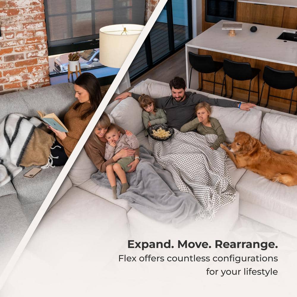 Pebble Dark Gray 5-Piece Modular Sectional Sofa with Ottoman