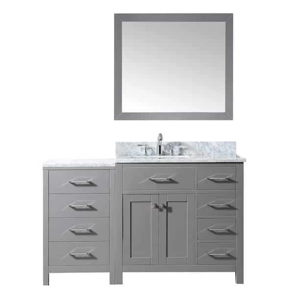 Virtu USA Caroline Parkway 56 in. W x 22 in. D Vanity in Cashmere with ...