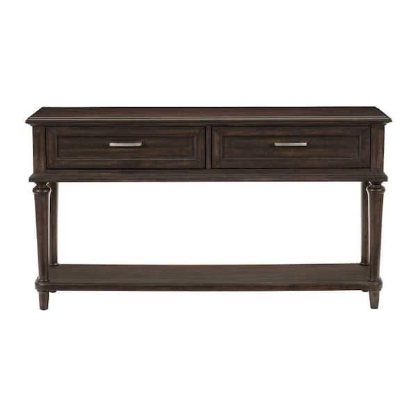 EVERGLADE HOME Karren 54 in. Driftwood Charcoal Rectangular Wood Console Table with Drawer