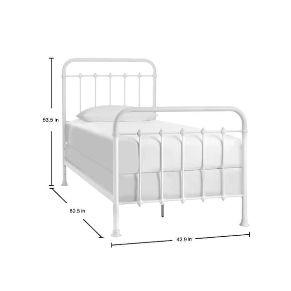 Stylewell Dorley Farmhouse White Metal, Twin Size Xl Bed Frame