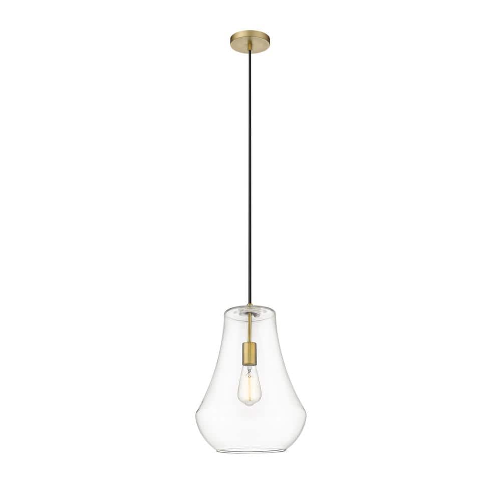 Fairfield 1-Light Brushed Brass Shaded Pendant Light with Clear Glass Shade price history on PriceWatchPro