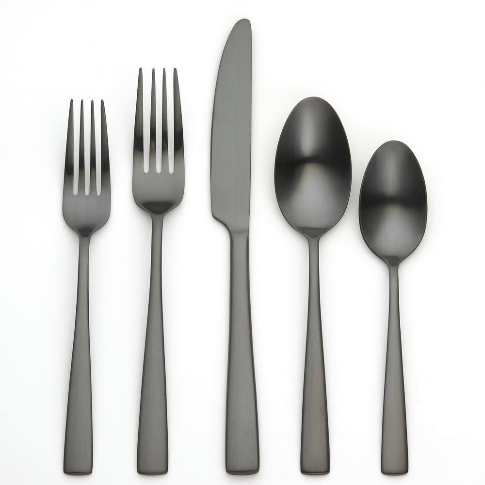 ORNATIVE Rena 20 Piece Matte Black 18/0 Stainless Steel Flatware Set ...