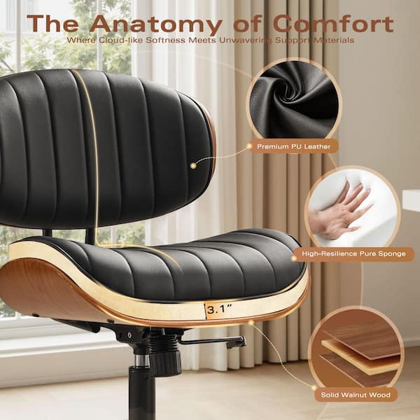 Allwex Cro PU Leather Swivel Ergonomic Armless Office Task Chair