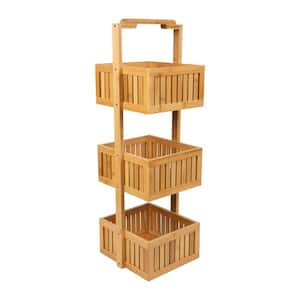 Bamboo Hanging Shower Caddy Rustproof Natural Bamboo 2 Level Storage  Organizer Waterproof & Anti Stain Over the Shower Head 27 X11 X 5 