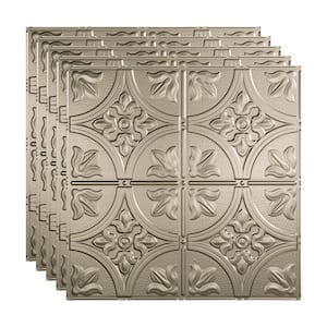 Traditional #2 2 ft. x 2 ft. Brushed Nickel Lay-In Vinyl Ceiling Tile ( 20 sq.ft. )