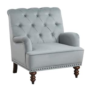 Baylor Gray Velvet Upholstery Tufted Back Accent Chair