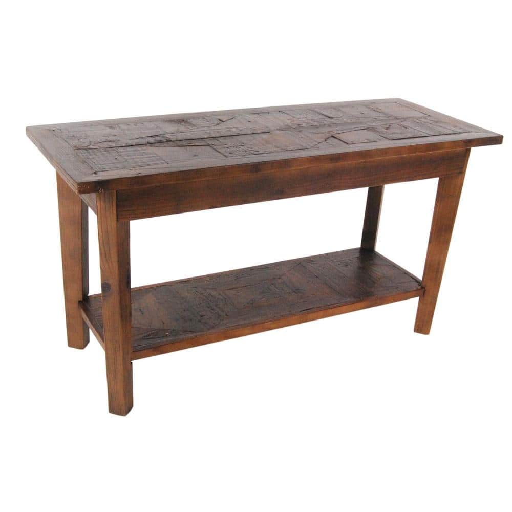 Revive Natural Reclaimed Wood Bench with Bottom Storage Shelf