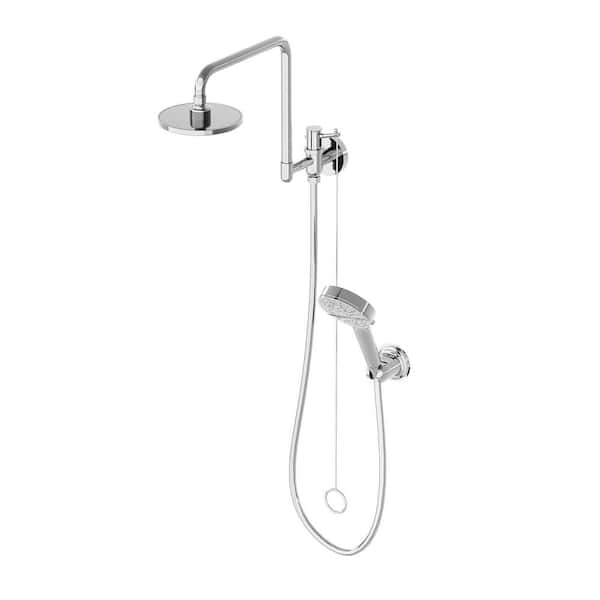 FLG 6-Spray 6 in. Dual Shower Head and Handheld Shower Head 1.5 GPM Brass Wall Mounted Shower Faucet in Polished Chrome