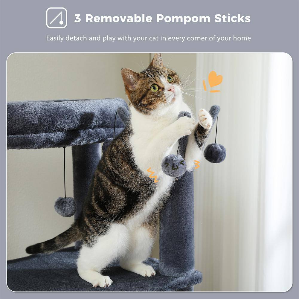 Dark Gray Multi-Level Cat Tree with Hammock and Perches