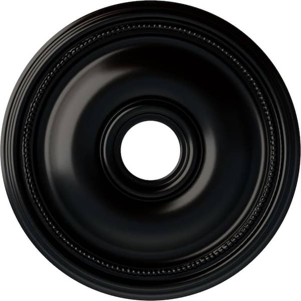 Ekena Millwork 1-1/8" x 18-1/8" x 18-1/8" Polyurethane Bradford Ceiling Medallion, Hand-Painted Jet Black