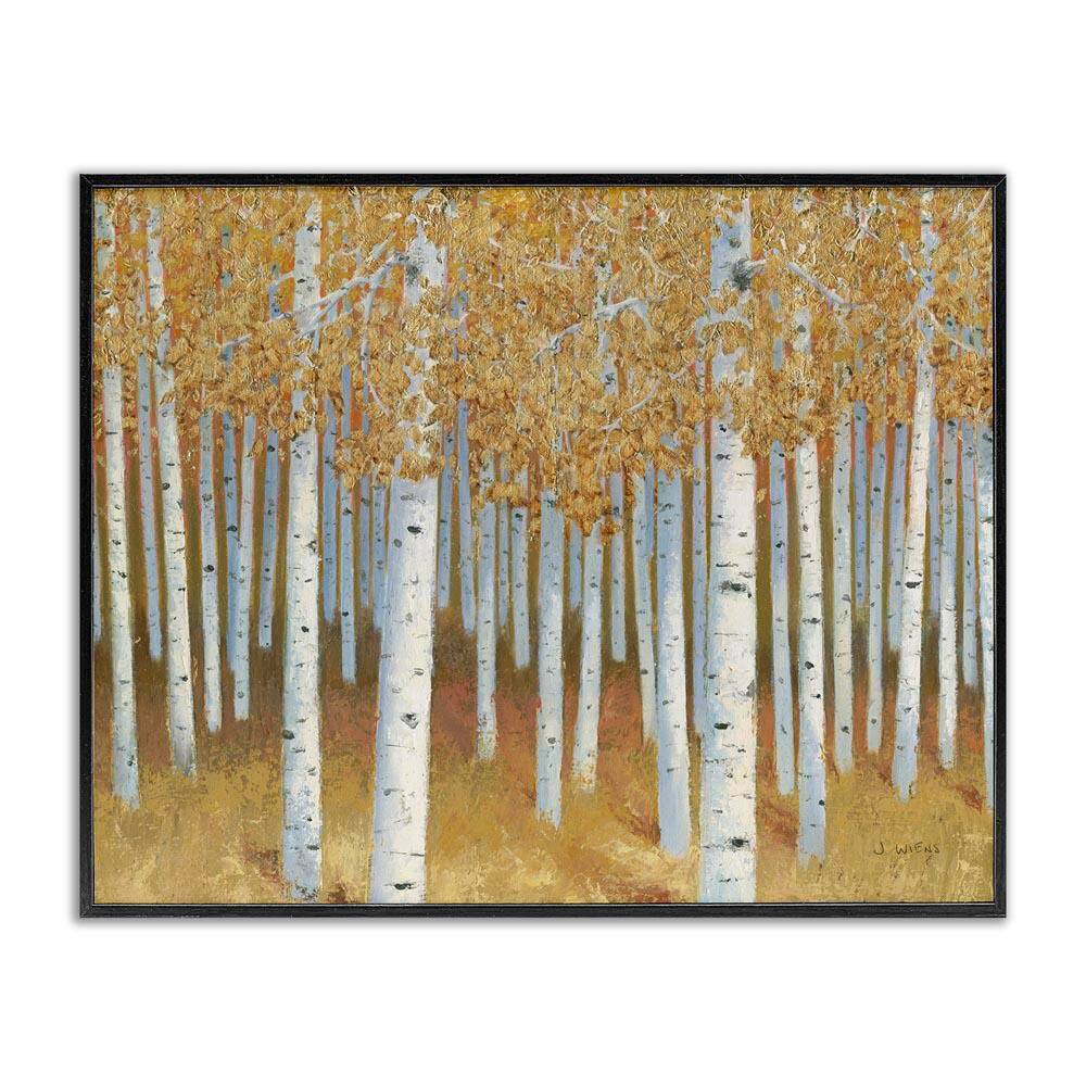 Autumn Leaves Birch Tree Landscape Rustic Forest by James Wiens Black Framed Graphic Nature Art Print 20 in. x 16 in. price history on PriceWatchPro