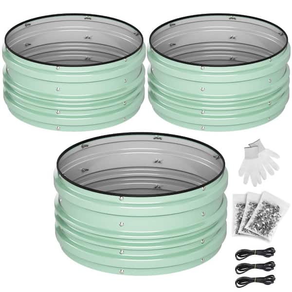 3-Piece Galvanized Raised Garden Bed Set, 2x2x1 ft Each, Rust & Corrosion Protection, Easy Assembly, Safe Edges (Green)