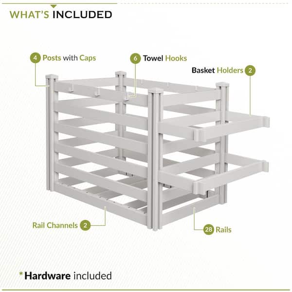 Zippity Outdoor Products Premium White Vinyl Poolside Storage Organizer