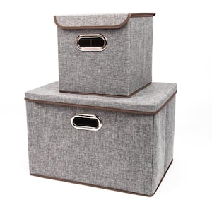 Gray Fashion Elegant Cloth Art Fabric Storage with Boxes (2-Piece)