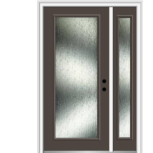 MMI Door 51 in. x 81.75 in. Left-Hand Inswing Full Lite Rain Glass Painted Brown Prehung Front Door on 6-9/16 in. Frame