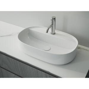 23.6 in. Ceramic Oval Vessel Bathroom Sink in White