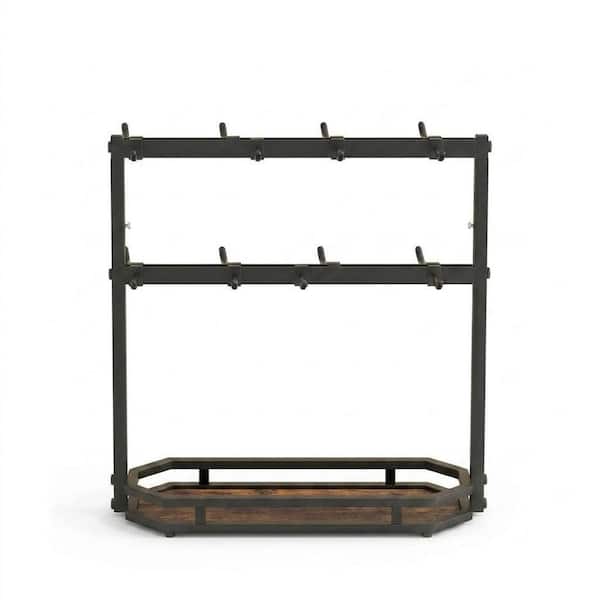 Black Coffee Mug Holder with Movable Adjustable Hooks and Storage Base, 16-Cup Capacity Metal Mug Tree Rack