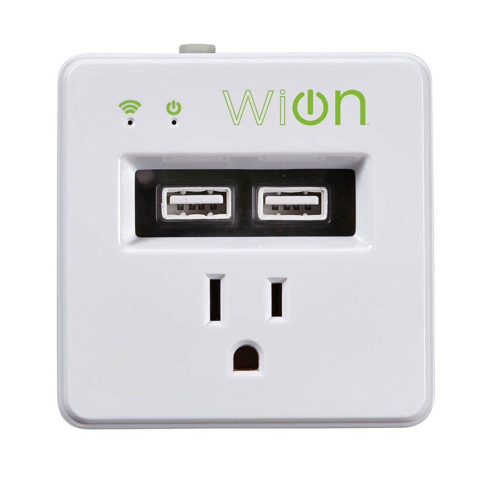 Woods 15-Amp WiOn Indoor Plug-In Wi-Fi Wireless Switch Dual-USB ...