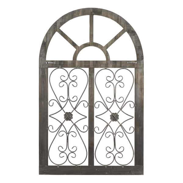 Wood Scroll Arched Window Inspired online Wall Decor with Metal Scrollwork