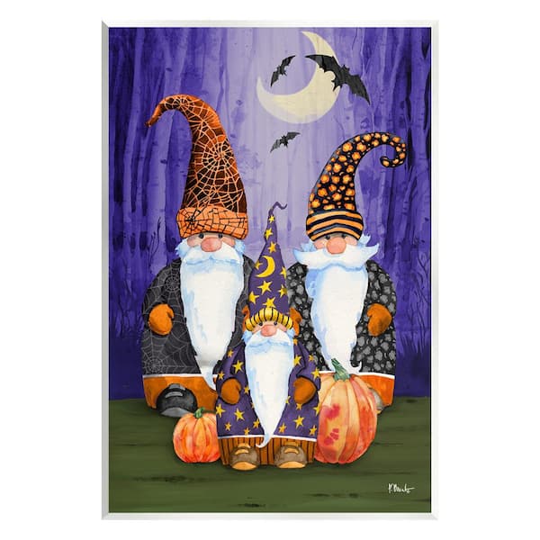 Stupell Industries Three Halloween Gnomes by Paul Brent 1 Piece Unframed Graphic Print Fantasy Poster Art Print 15 in. x 10 in.