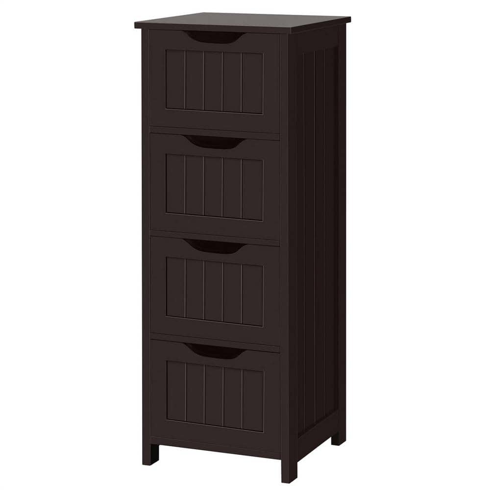 11.81 in. W x 11.81 in. D x 32.28 in. H Brown Bathroom Linen Cabinet Floor 