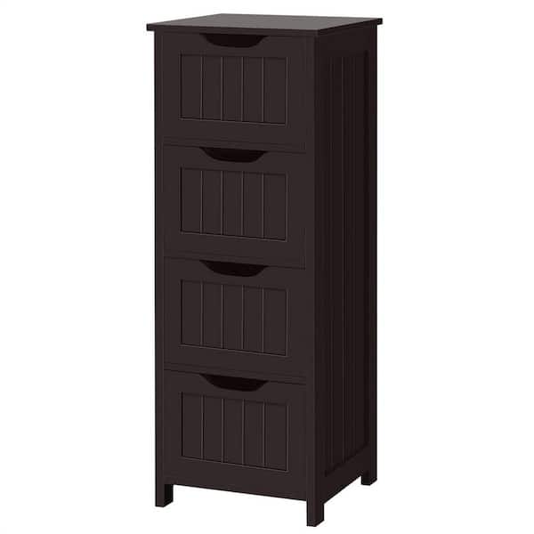 Cubilan 11.81 in. W x 11.81 in. D x 32.28 in. H Brown Bathroom Linen Cabinet Floor Storage Cabinet with 4-Drawers