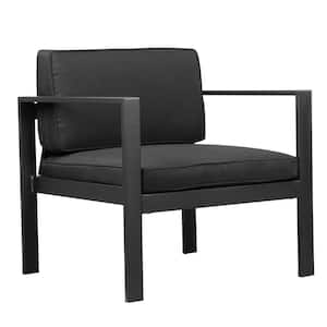 Black Fabric Arm Chair with Aluminum Frame