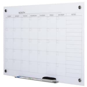 35 in. x 23 in. Dry Erase Calendar Glassboard with Markers and Eraser Included