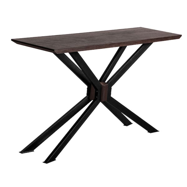 Benjara 15.7 in. Brown and Black Rectangle Wood Top Console Table with