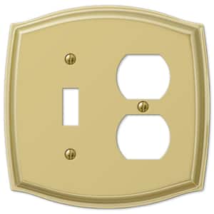 Vineyard 2 Gang 1-Toggle and 1-Duplex Steel Wall Plate - Polished Brass