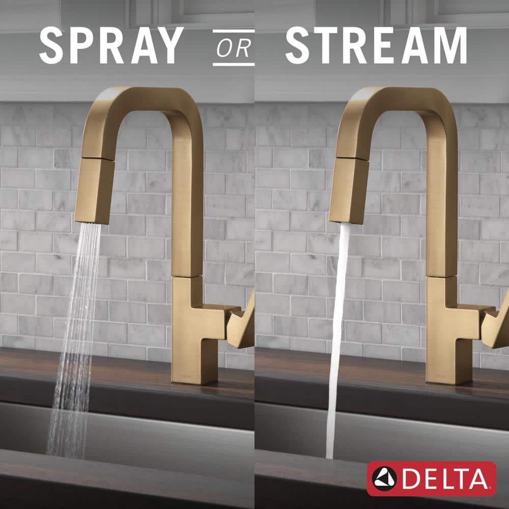 Champagne Bronze Single Handle Pull Down Kitchen Faucet