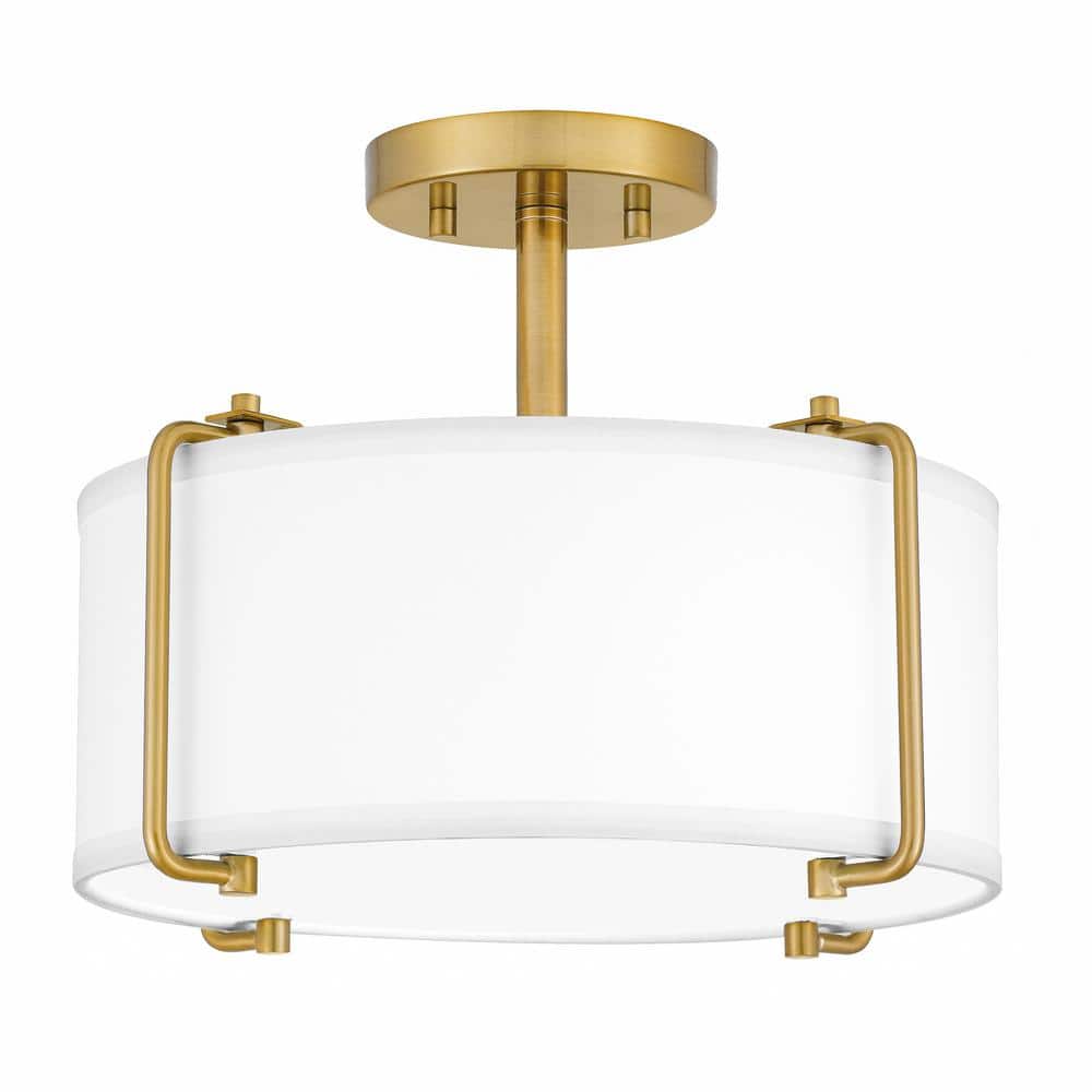 Renfro 14 in. 2-Light Brushed Gold Semi-Flush Mount