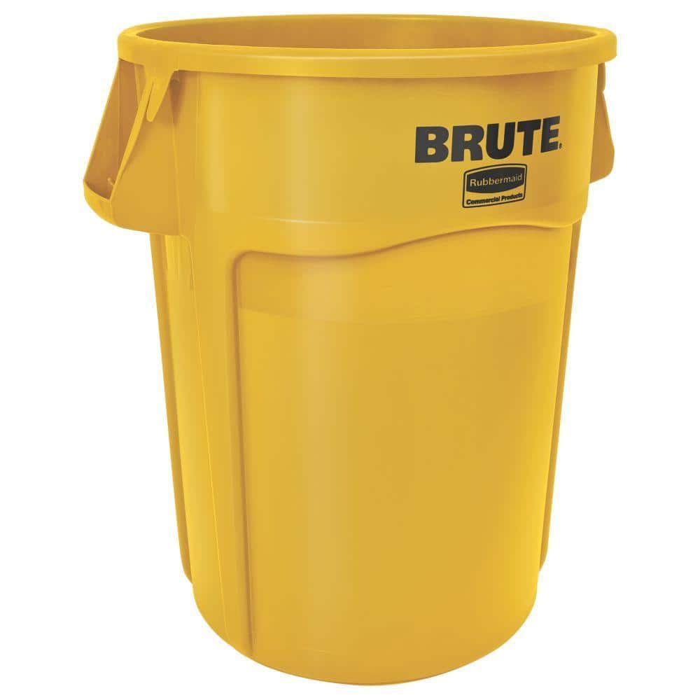 Brute Vented Trash Receptacle Round Yellow 44 gal 