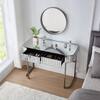 Harper & Bright Designs Silver 39 in. Mirrored Makeup Vanity Table with 2-Drawers and Stainless Steel Base HZZ118AAN