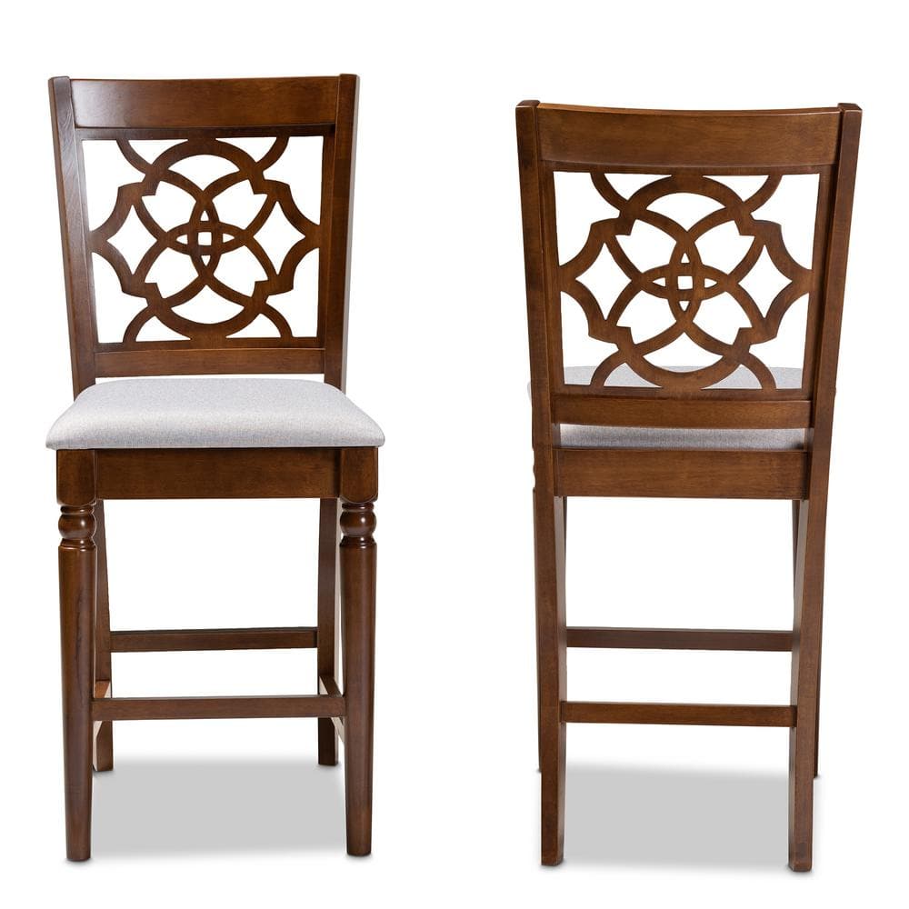 Oscar Walnut Brown Cane-Back Counter Height Pub Chair Set