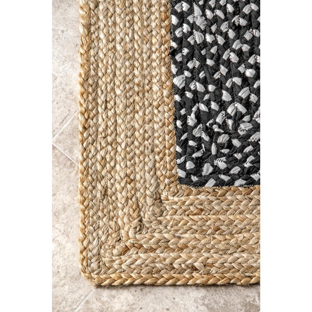Handmade Braided Oval Cotton Rug in Black - 52"x24"