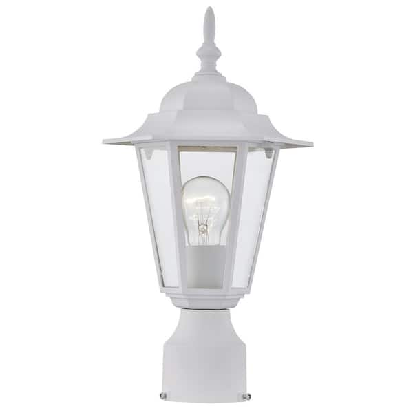 Pia Ricco 1-Light Textured White Outdoor Post Light with Clear Glass