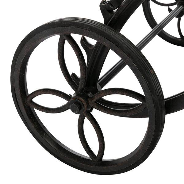 Black Aluminium Cast Outdoor Patio Lounge Chair with Red Cushion